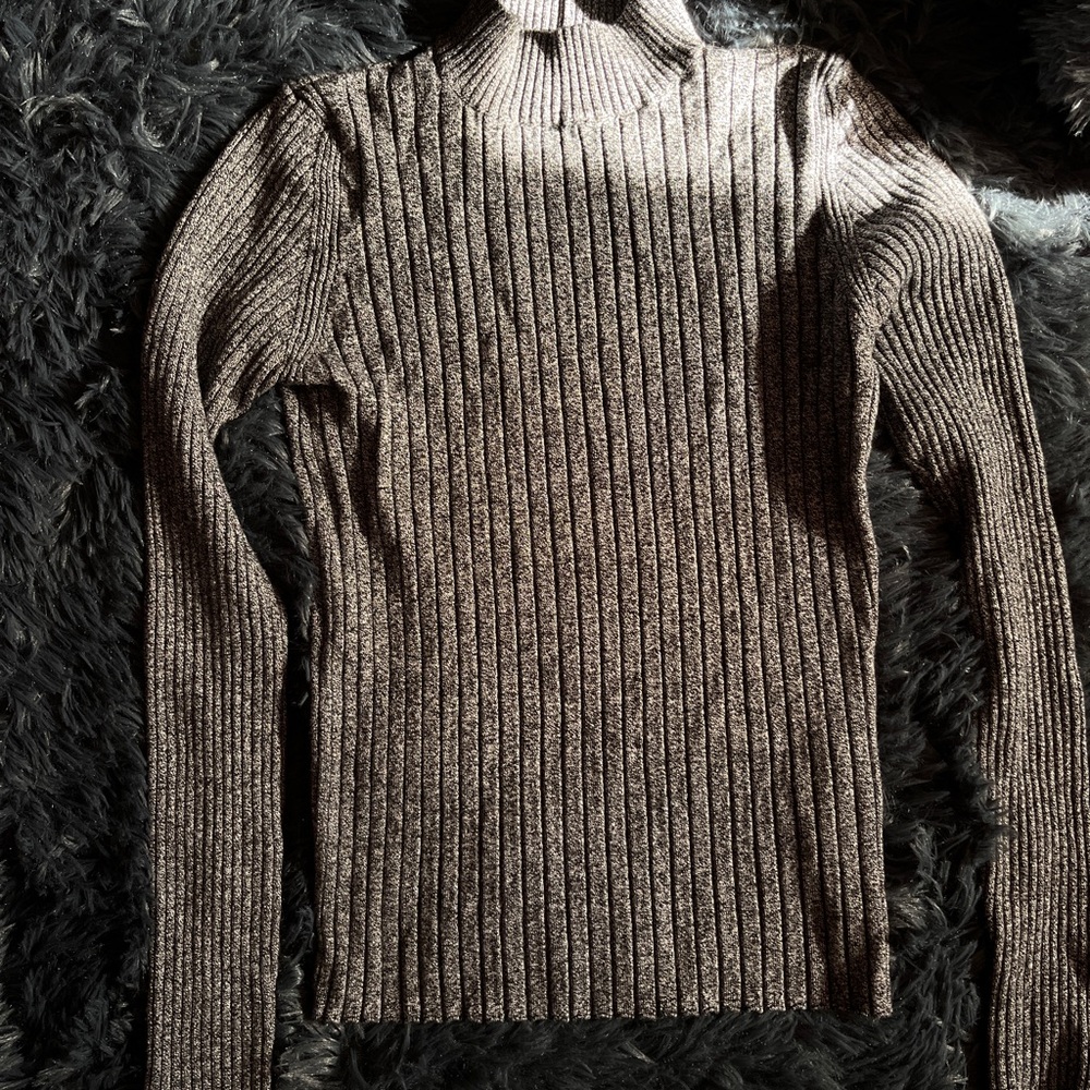 Bershka Gray Cowl Neck Sweater with Ribbed Texture